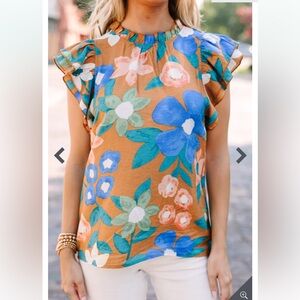 Jodifl Floral Flutter Sleeve Blouse